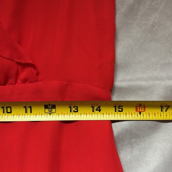 Parker Revolve Silk Dress Ruffles VNeck Red Romantic Wedding Guest Date Night 8 - Picture 12 of 13